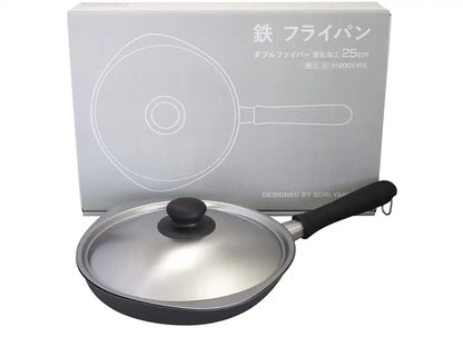 Sori Yanagi Japan Iron Frying Pan 25Cm Lid Compatible Ih Double Fiber Line Nitriding