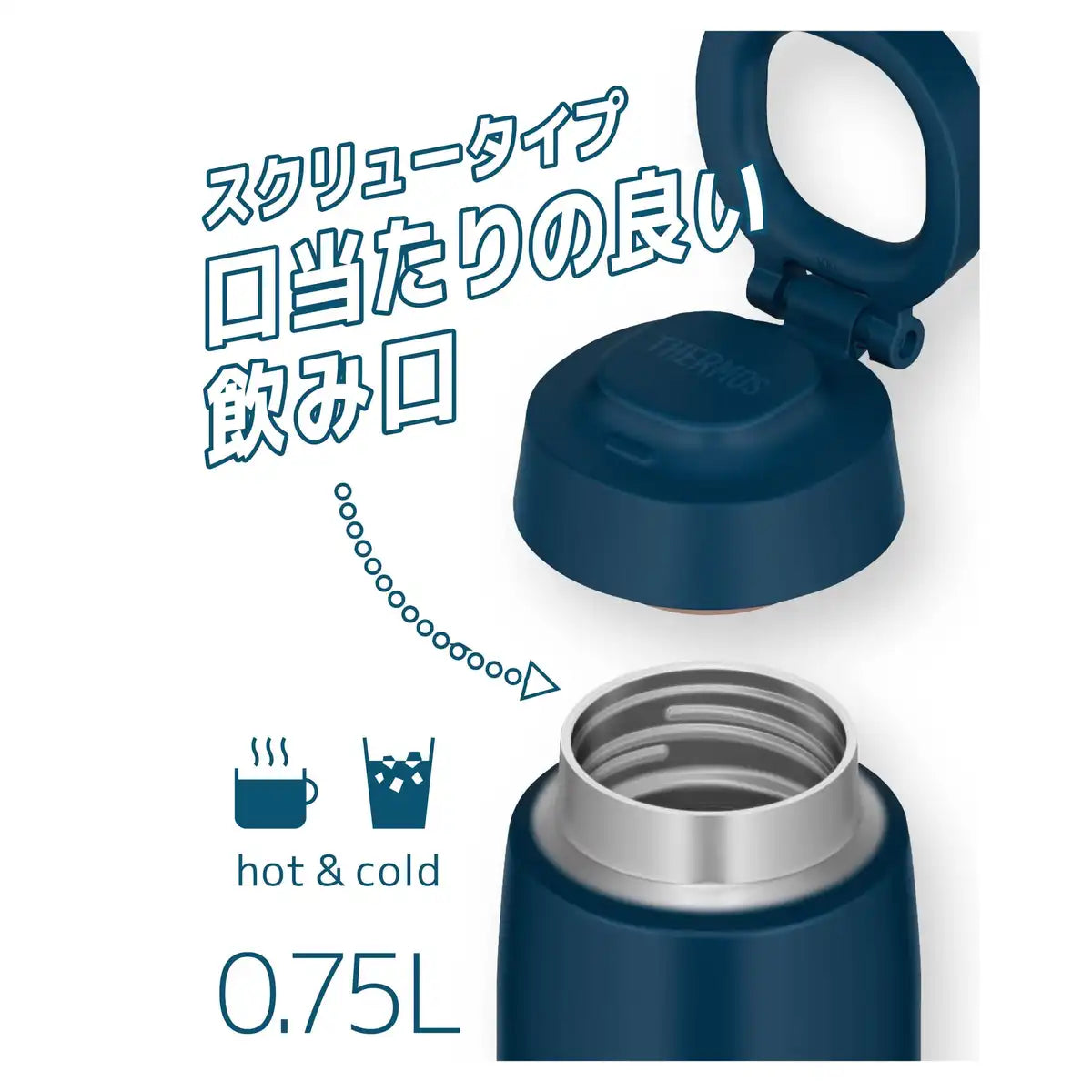 Thermos 750ml Vacuum Insulated Water Bottle with Carry Loop Indigo Blue
