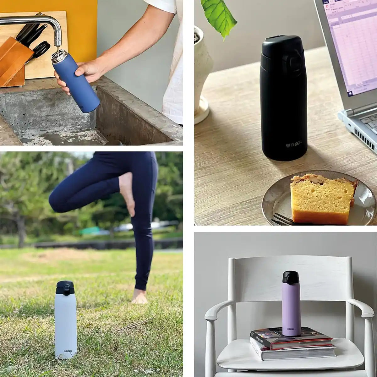 Tiger One-Touch 350ml Stainless Steel Insulated Water Bottle Stone Black