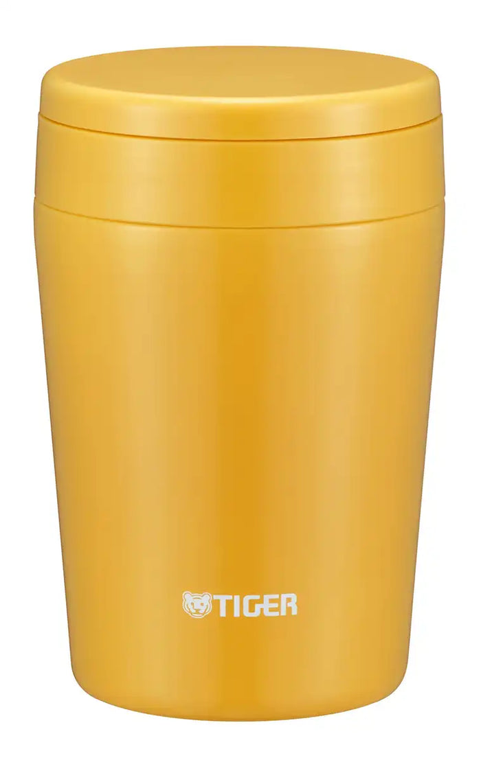 Tiger Thermos Vacuum Insulated Soup Jar 380Ml Japan Thermal Lunch Box Wide Mouth Round Bottom Saffron Yellow Mcl-B038-Ys