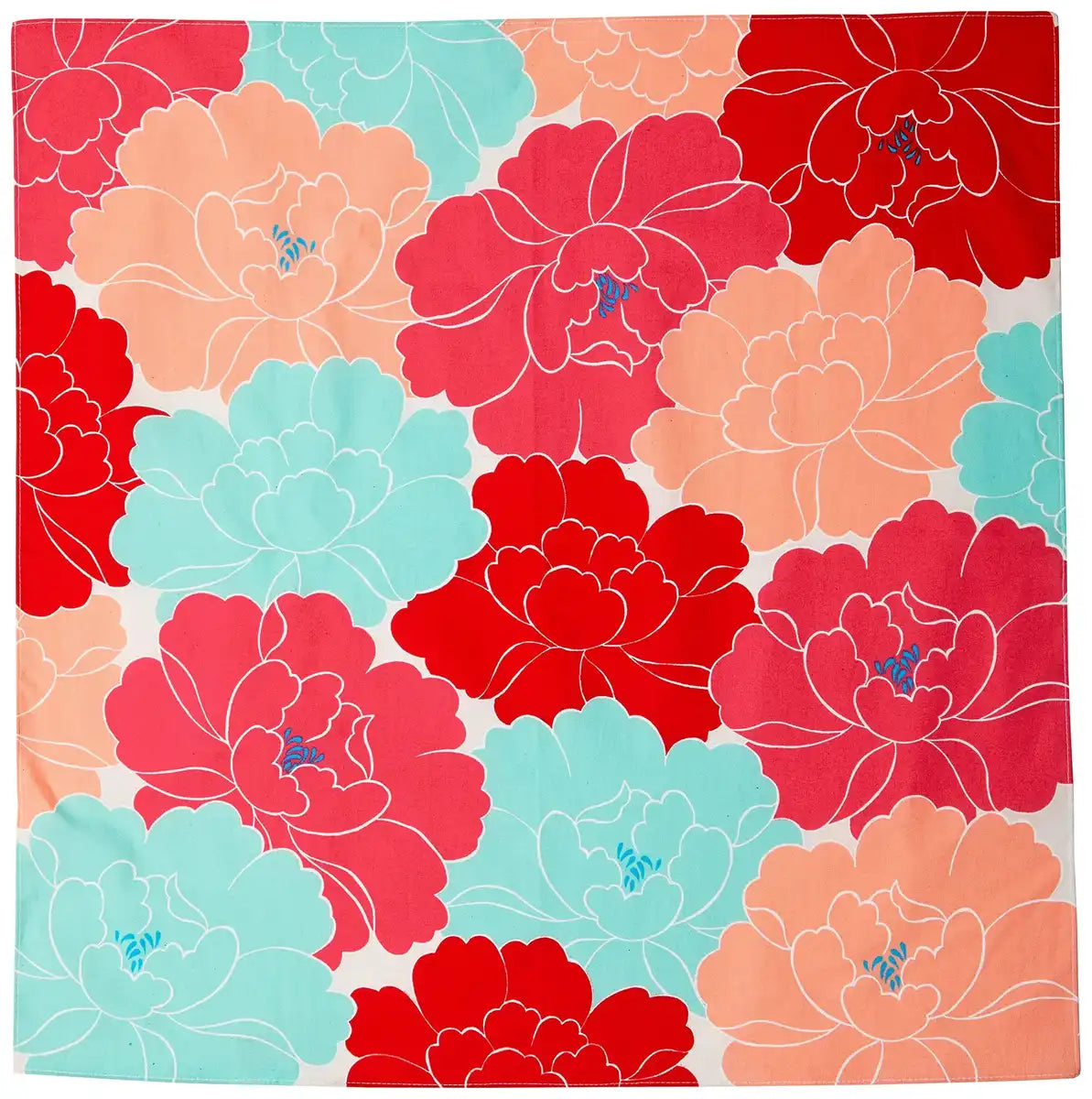 Musubi Furoshiki 50Cm Himemusubi Adeline Klam Peony Red Organic Cotton