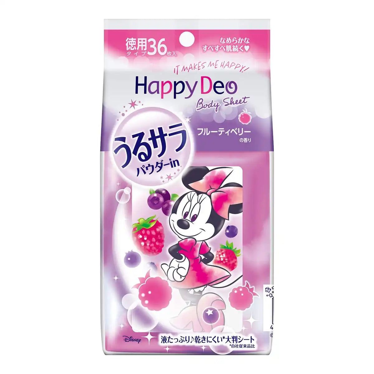 Mandom Happy Deo Body Sheet for Women Fruity Berry Scent 36 Moisturizing Sheets