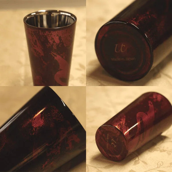 Asahi Japan Yamanaka Urushi Lacquer Double-Wall Cooler Glass 270Ml Red (Gift-Boxed)