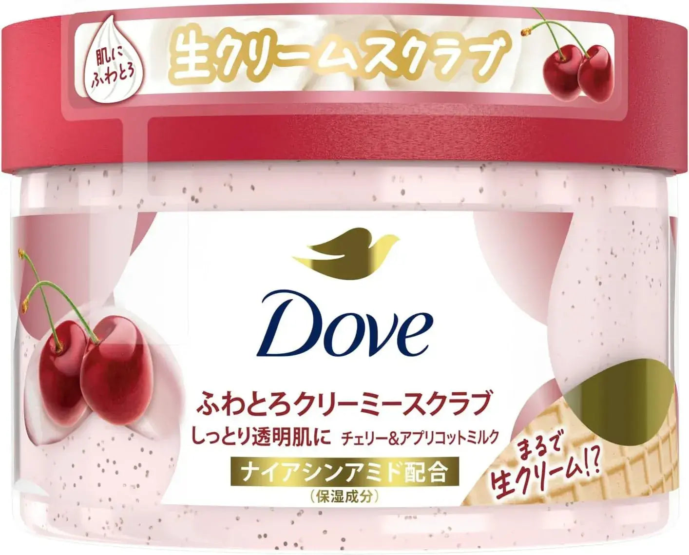 Dove Rich Creamy Oil Scrub White Rose Camellia Body Scrub - Cherry Apricot Milk, Unscented, 10.6 Oz - 4902111777498