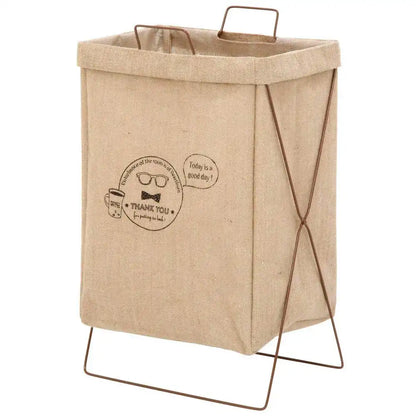 Fujiboeki Japan 32811 Laundry Basket Slim 37X27X60Cm 100% Linen Folding Trash Can Camping Toy Storage Handle Water Repellent Inside