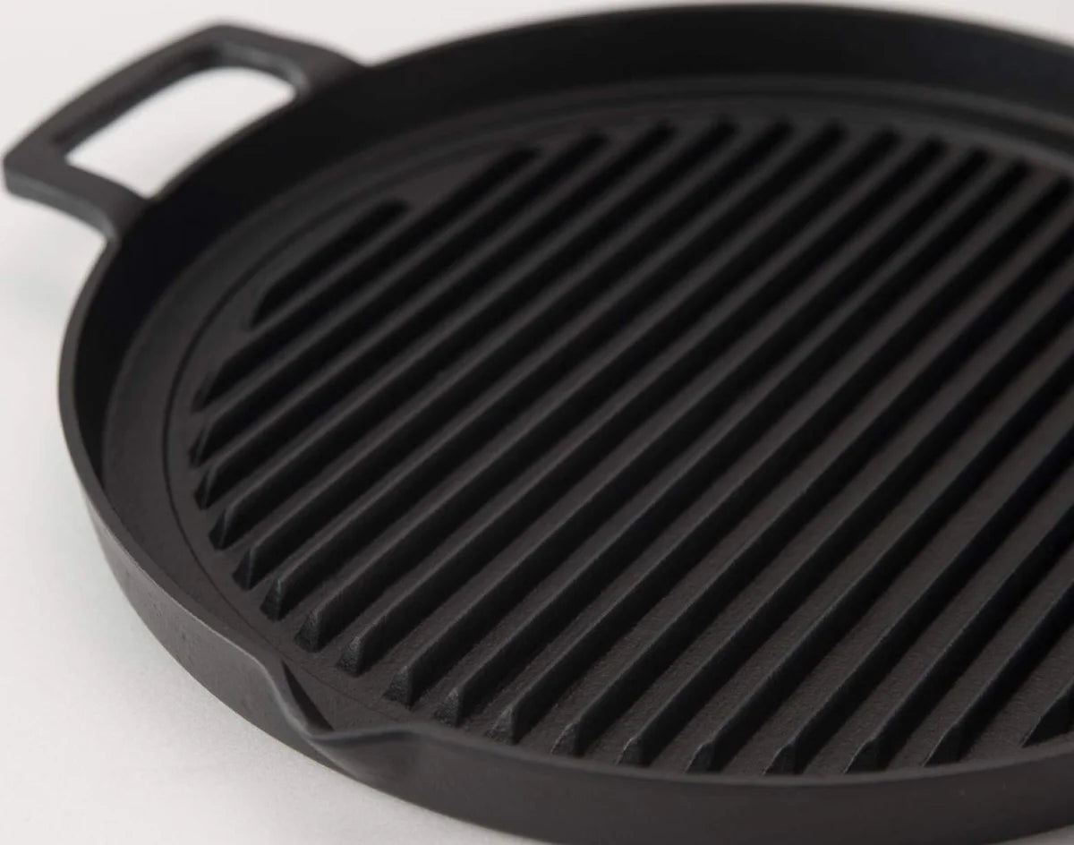 Iwachu Grill Pan Round 25Cm Japanese Nambu Ironware | Ih Compatible | Black Baked
