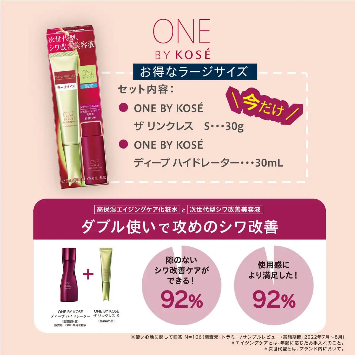 One By Kose The Linkless S Wrinkle Improvement Essence Large Size Kit Body 30g