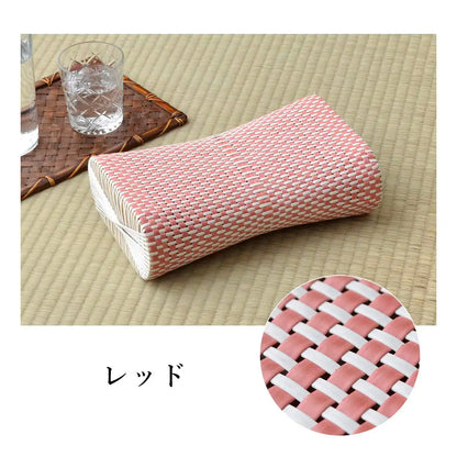 Ikehiko Corporation Red #3664029 Polypropylene Bedding Pillow Rattan Style Light & Durable Hand-Woven Japan