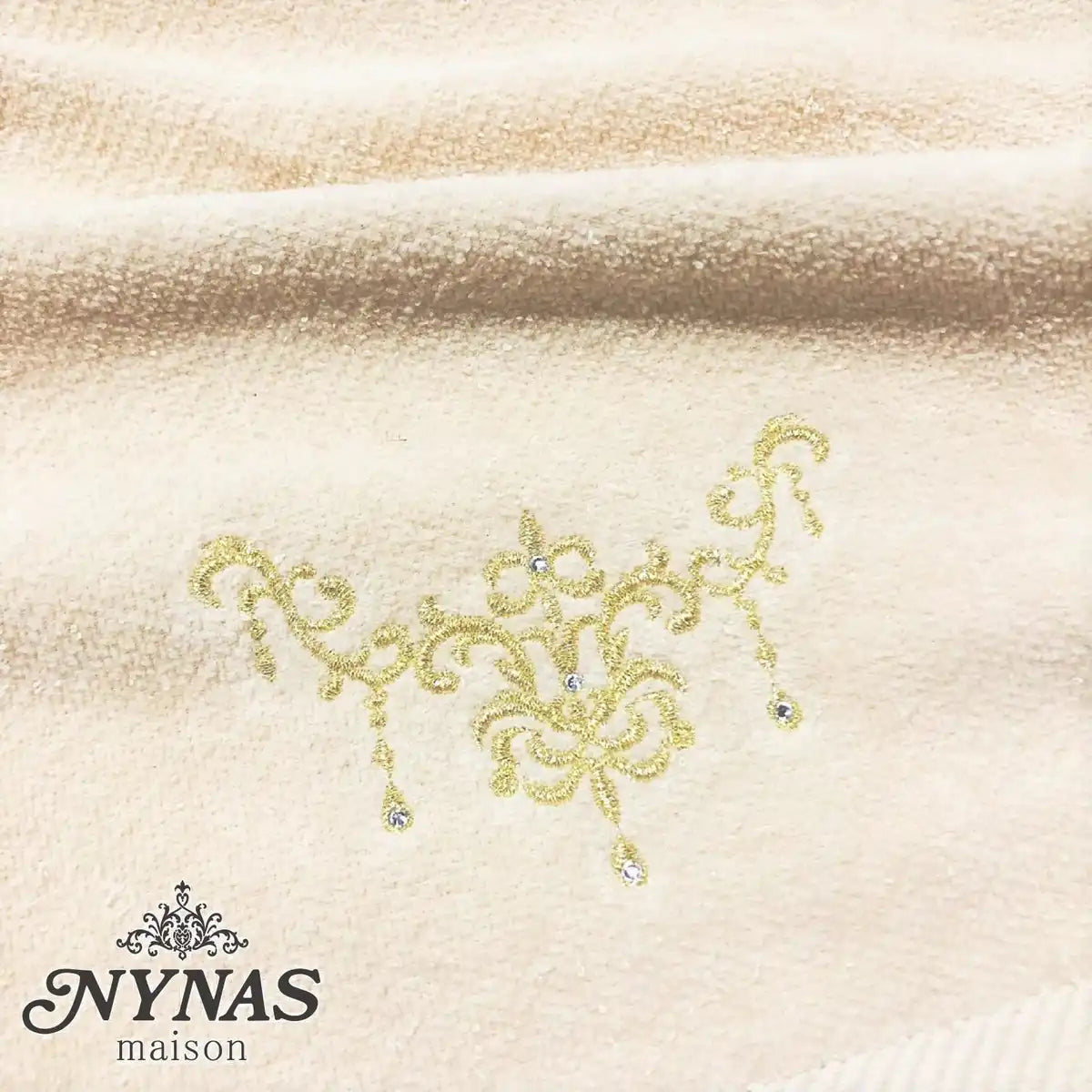 Senko Japan Elegant Shanty Towel Champagne Gold 33X80Cm Rhinestones 74827
