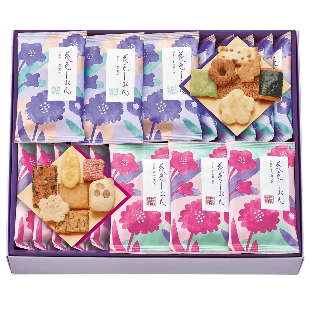 Chuoken Rice Cracker Senbei Hanairo Shion 24-Bag Assorted Gift Set Fro