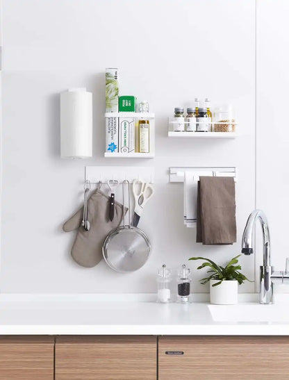 Yamazaki Industrial 2406 Magnet Dish Hanger White 24X1X6Cm Plate Dish Rack Kitchen Storage Japan