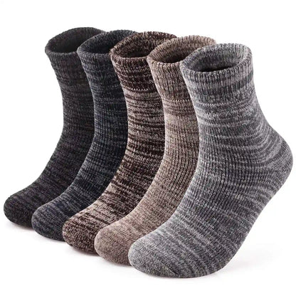 Final Konciwa Men'S Winter Socks 5 Pairs Set - Thick Cold Protection Warmth Skiing Sole Cushion Knitting Cotton Sweat Absorbent Odor Resistant Antibacterial Outdoor 24-28Cm (2 Under Thick Shoes) Japan