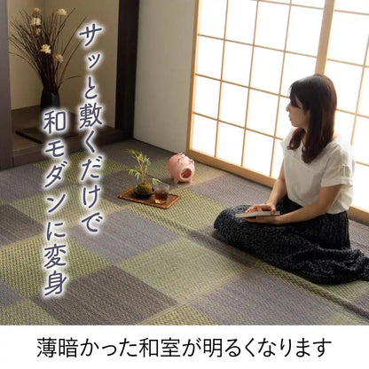 Ikehiko Corporation Rush Rug Carpet Hanagoza Pia Edoma 2 Tatami Brown Japan 174X174Cm #4323802