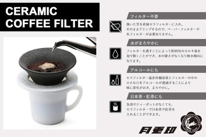 Tsukiusagijirushi Ceramic Coffee Dripper Filter Set in Black and White
