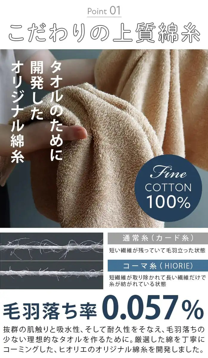 Hiorie Japan Big Face Towel Set Of 4 40X100Cm Hotel Style 18 Colors Instant Absorption