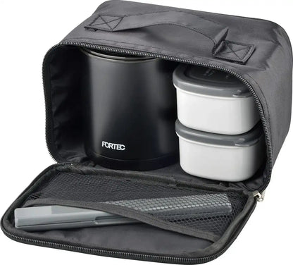 Wahei Freiz Bento Box 840Ml Black Slim Rice Container Japan 2 Side Dish Containers Chopsticks Thermal Fortec Lunch Flr-5958