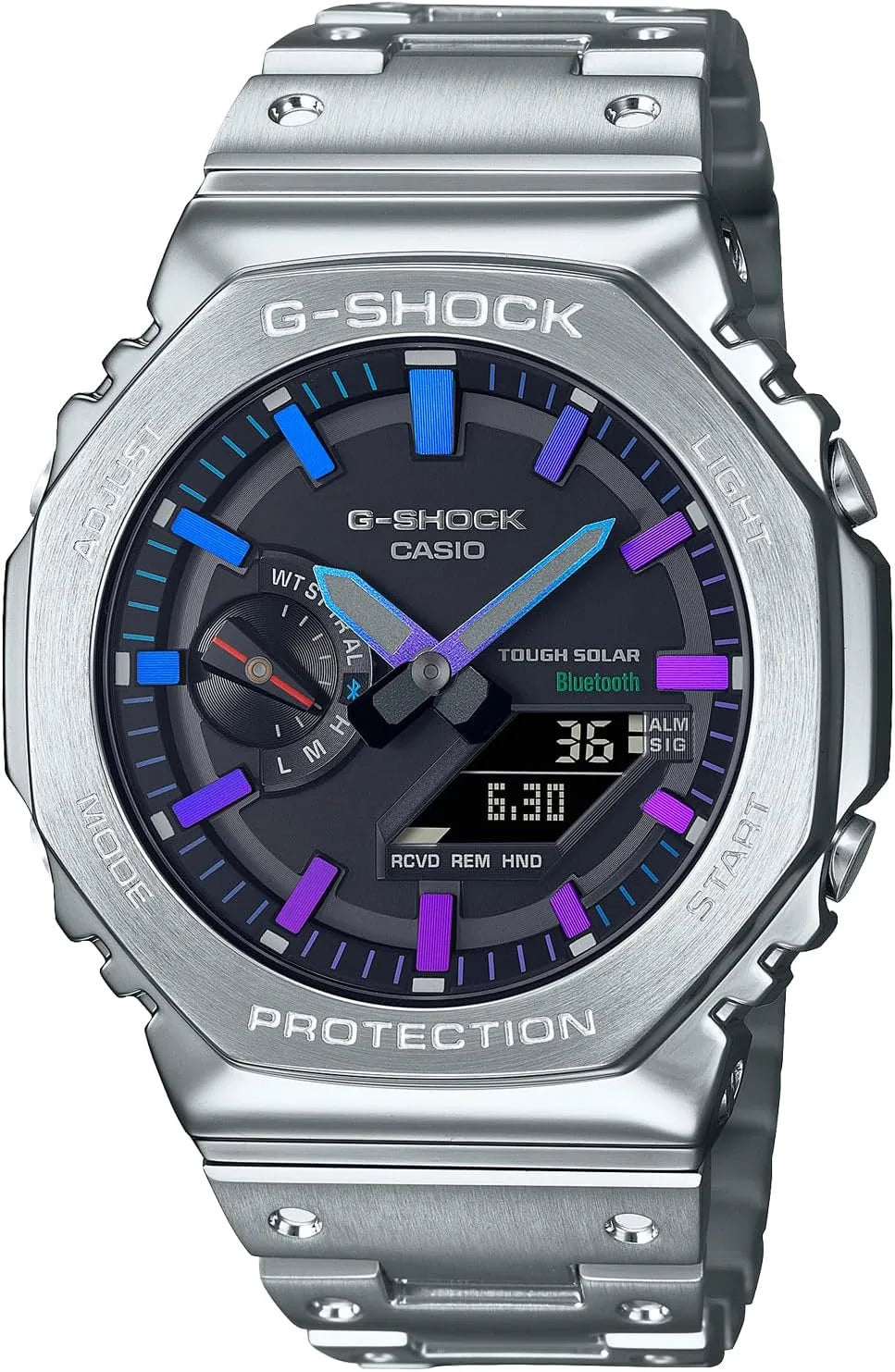 G-SHOCK GM-B2100 Classic Gold Wristwatch with Bracelet Band - Silver Purple Blue
 - 4549526361609