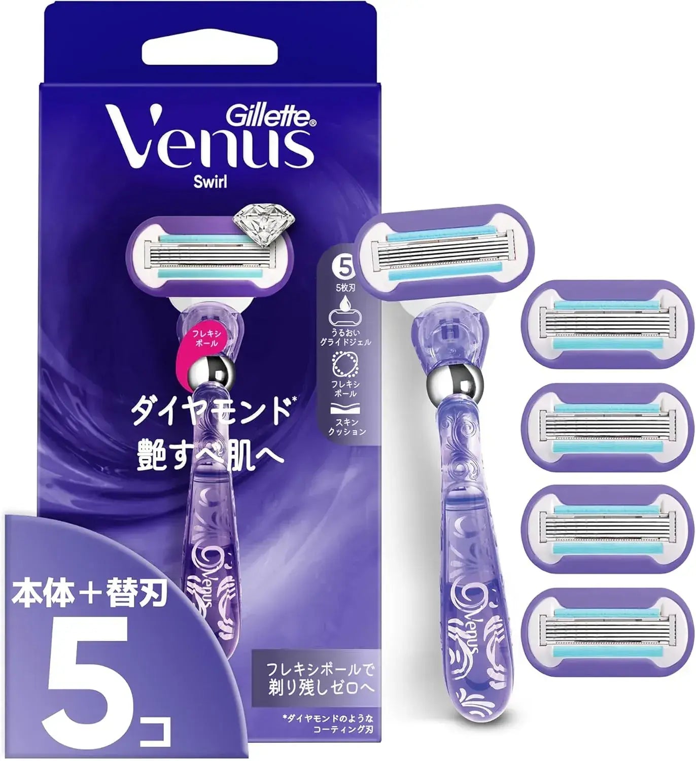Gillette Venus Women's Razor Shaver Smooth Skin Replacement Blades - New Body, 5 Blades - 4904740667836