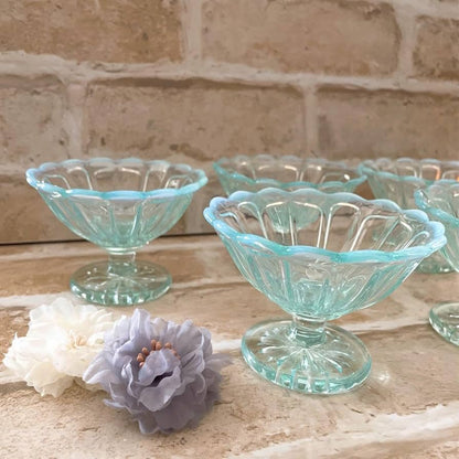 Hirota Glass Japan Yukinohana Sundae Bowl Blue