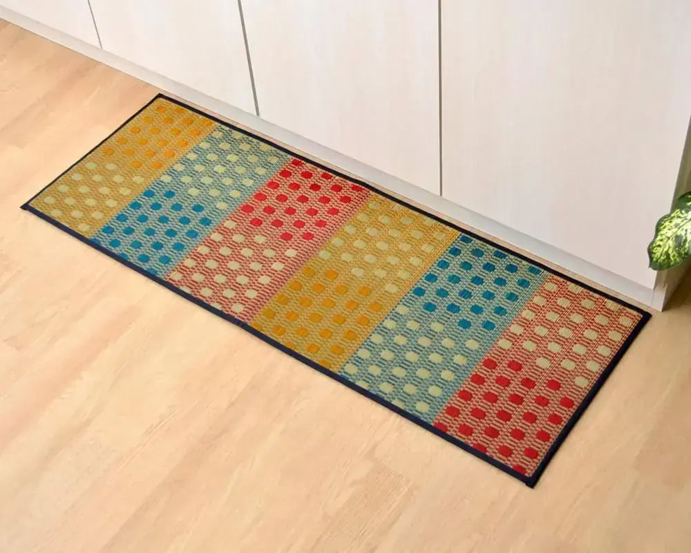 Ikehiko Corporation Igusa Rush Grass Kitchen Mat Petit Block - Multi 43x120cm - 4956642658719