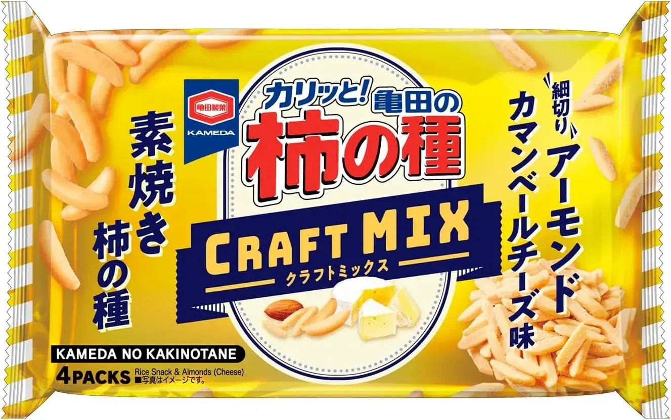Kameda No Kakinotane Persimmon Seed Snack Crackers - Craft Mix Almond 70g x 12 Bags - 4901313229699