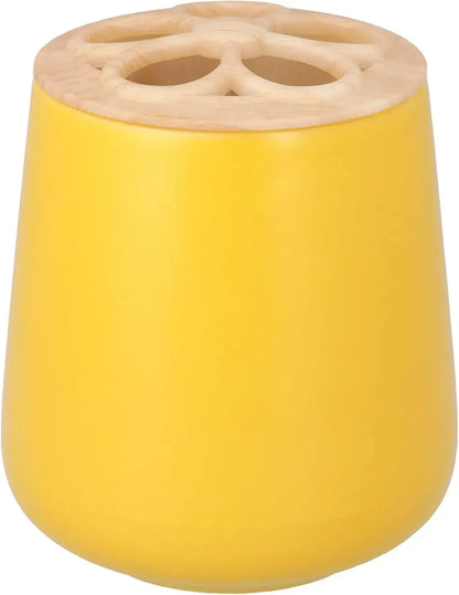 Katazuke Mino Ware Multi Stand Toothbrush Pen Holder - Yellow - 4595058815226