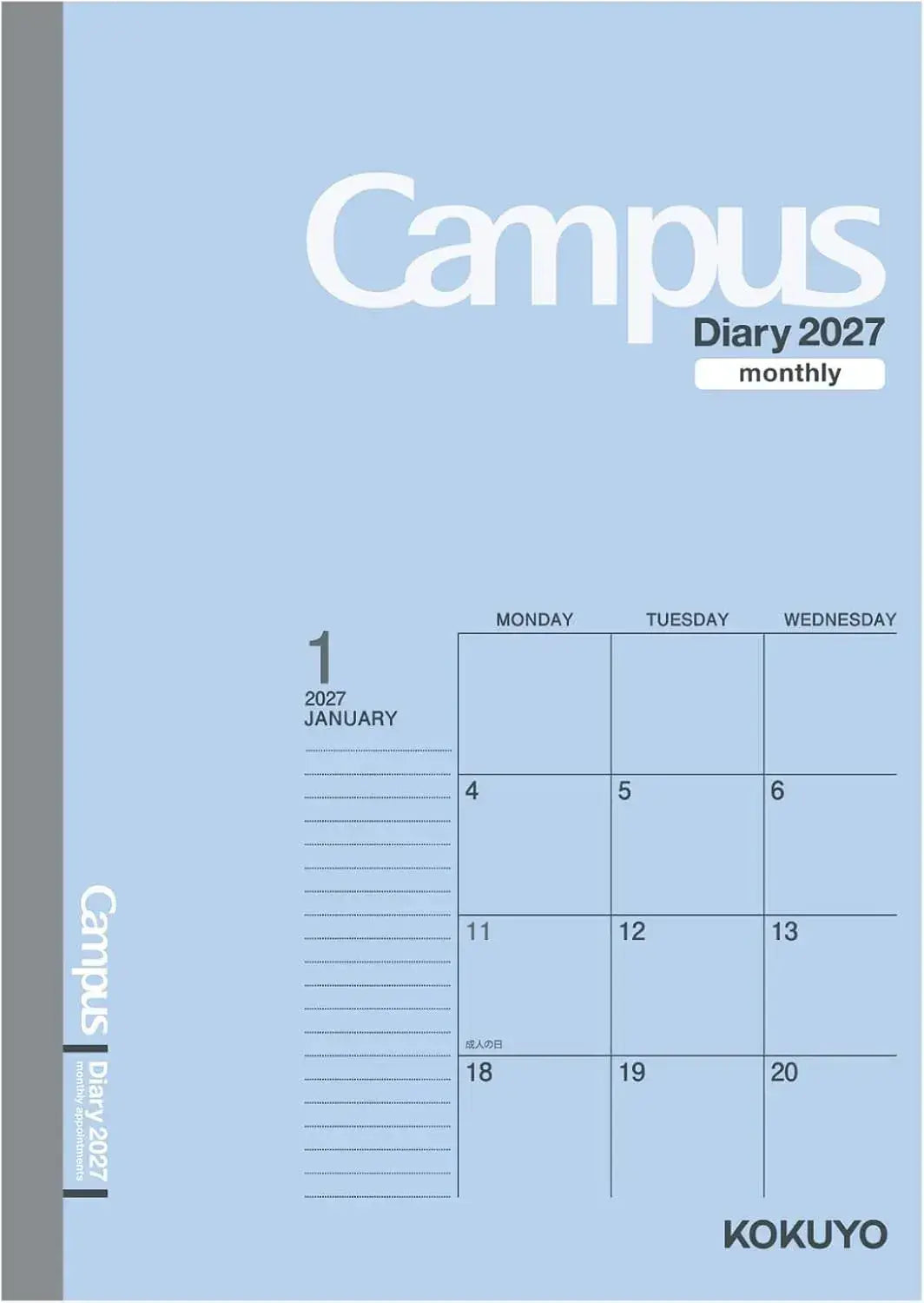 Kokuyo Campus Monthly Block Diary Planner - A6 Blue - 4901480443522