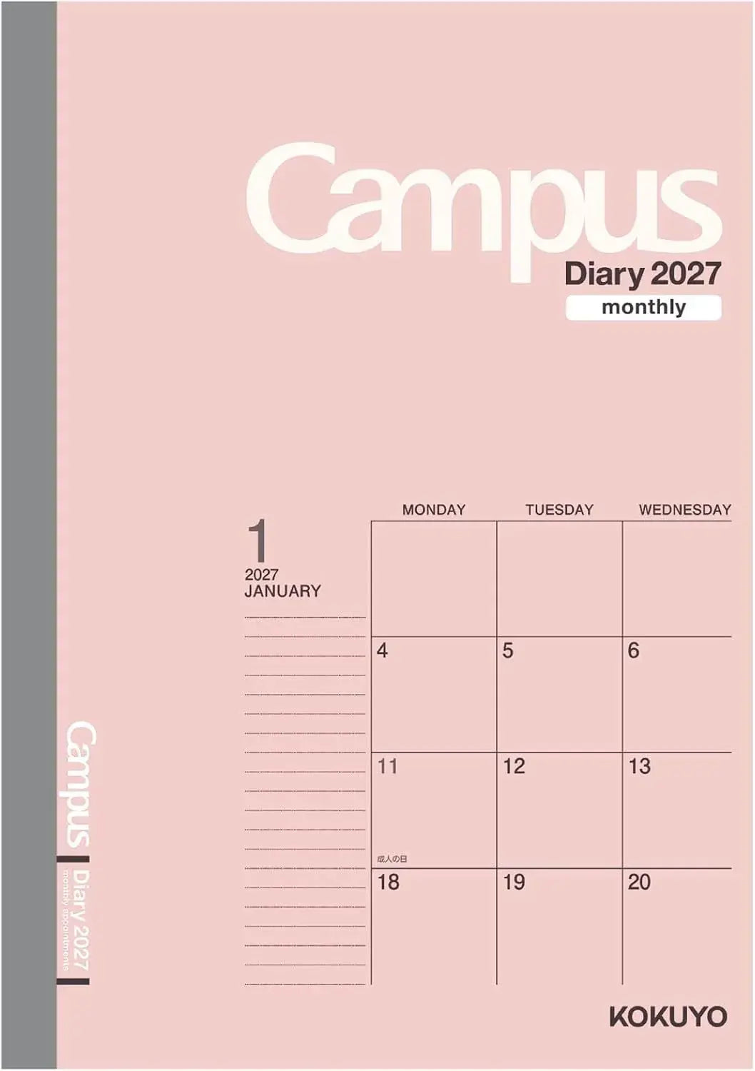 Kokuyo Campus Monthly Block Diary Planner - Pink A5 - 4901480443546