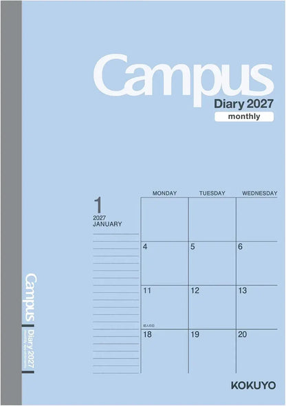 Kokuyo Campus Monthly Block Diary Planner - Blue A5 - 4901480443508