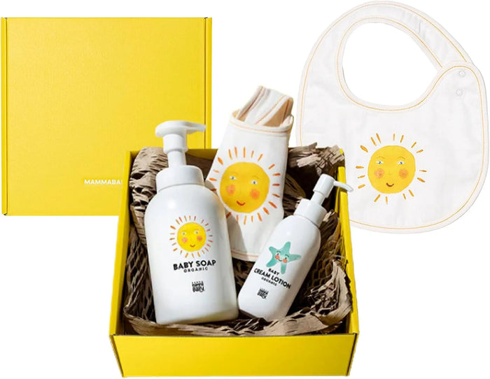 Linea Mamma Baby Newborn Set Cream Lotion Baby Soap Organic Bib