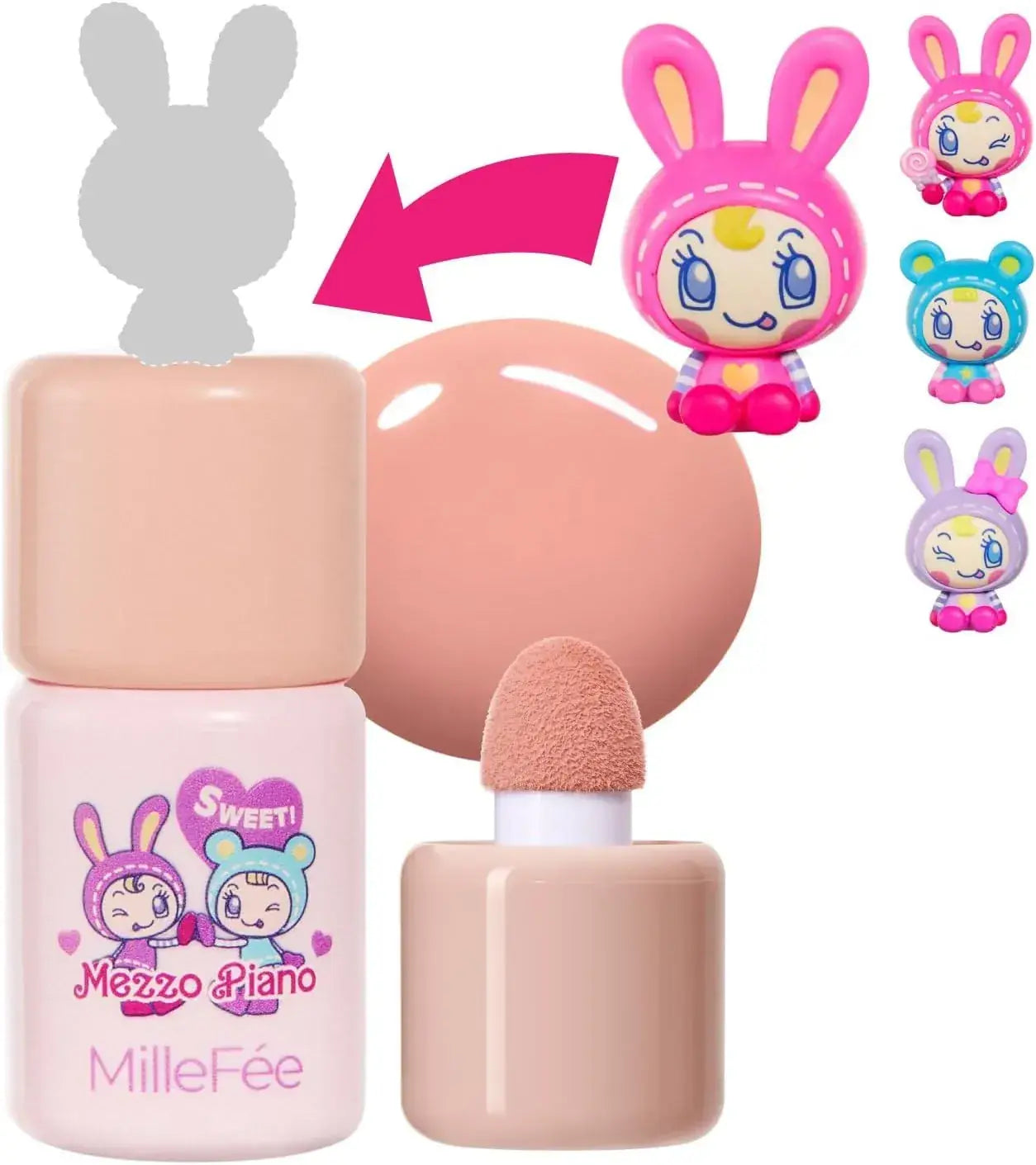 MilleFee Shake Drop Cheek Liquid Soft Sponge Brush - N02 Moccasus Mezzo Piano - 4571501179046