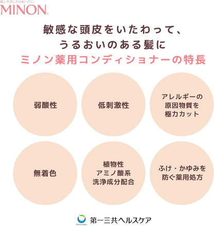 Minon Medicated Conditioner for Sensitive Skin Itching Dandruff Moisturizing