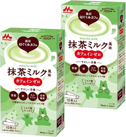 Morinaga Milk Baby & Kids Hagukumi Cafe Au Lait Flavor Caffeine Zero - Matcha Flavor 20 Bottles - 4537689834016