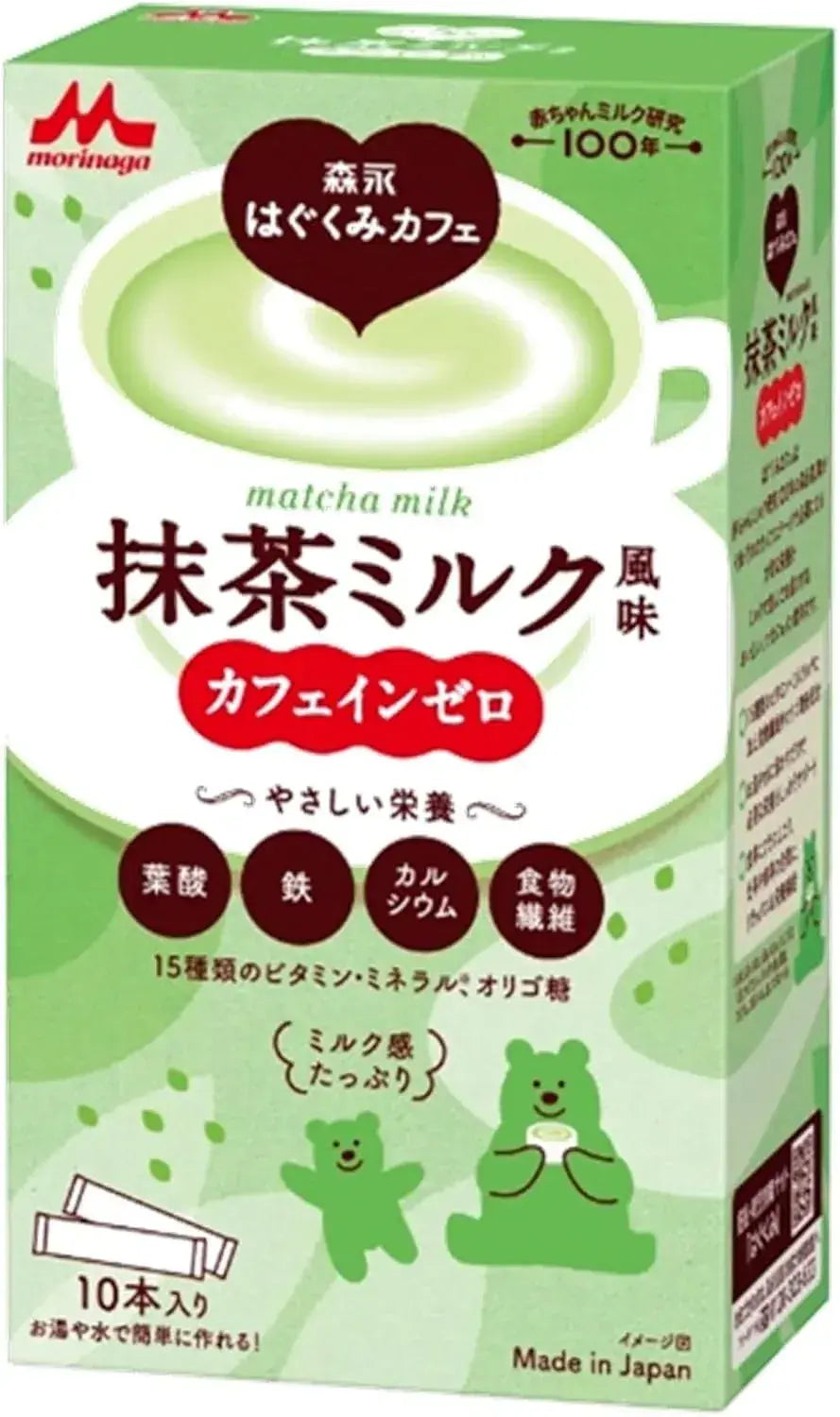 Morinaga Milk Baby & Kids Hagukumi Cafe Au Lait Flavor Caffeine Zero - Matcha 10 Bottles - 4902720162791