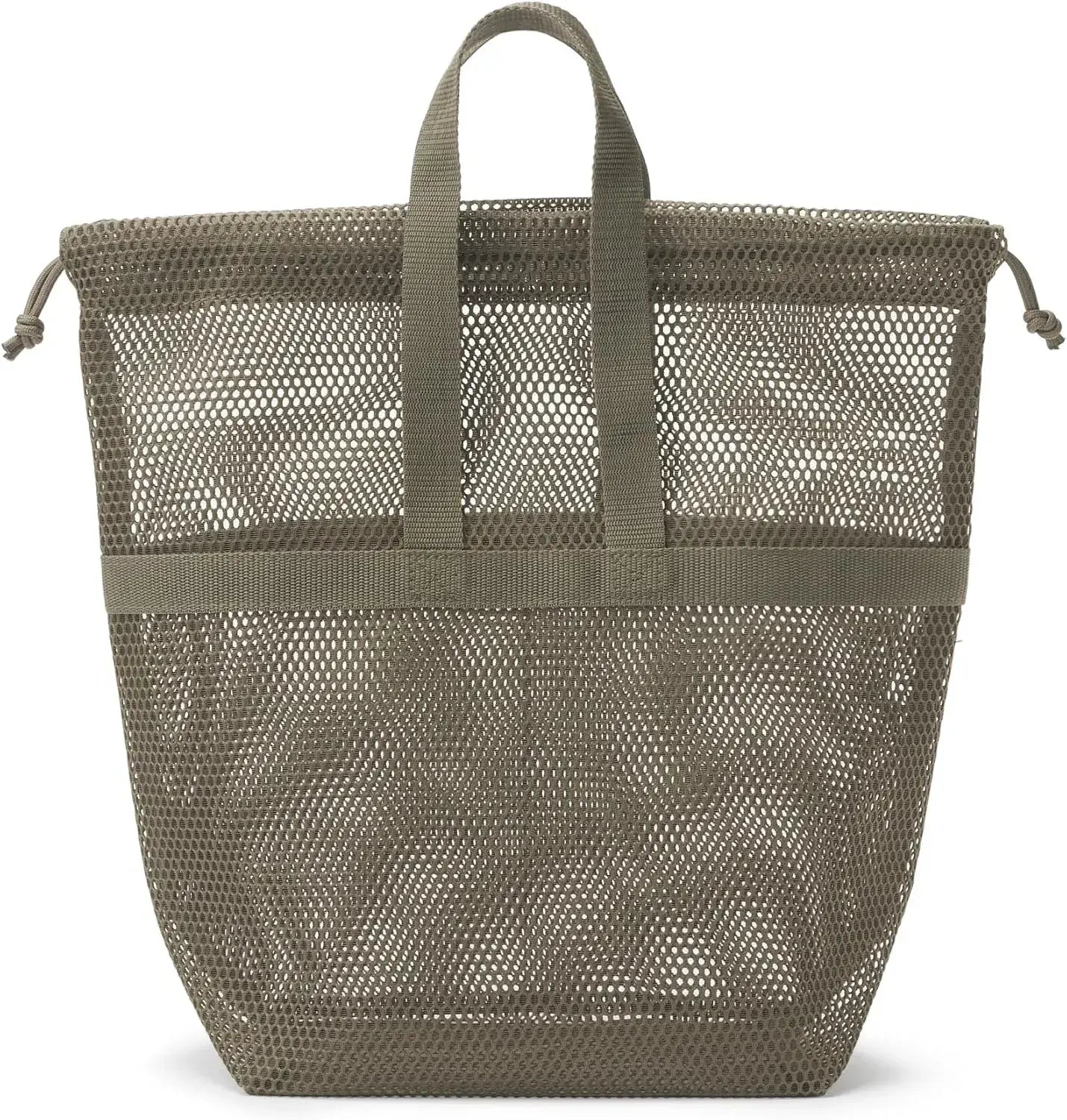 Muji 3D Mesh Drawstring Bag with Handles Pouch - Khaki - 4550584920745