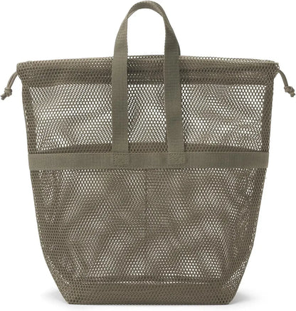 Muji 3D Mesh Drawstring Bag with Handles Pouch - Khaki - 4550584920745