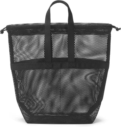 Muji 3D Mesh Drawstring Bag with Handles Pouch - Black - 4550584920752