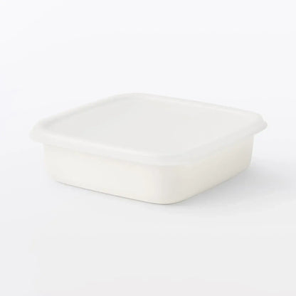Muji Enameled Square Storage Container 6.3 Inch Compact Design