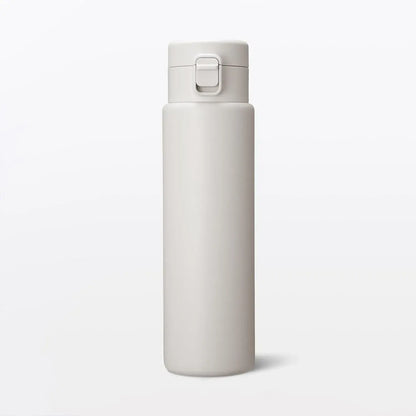 Muji Vacuum Insulated One Touch Thermal Bottle - Grey Beige 750ml - 4548076049128