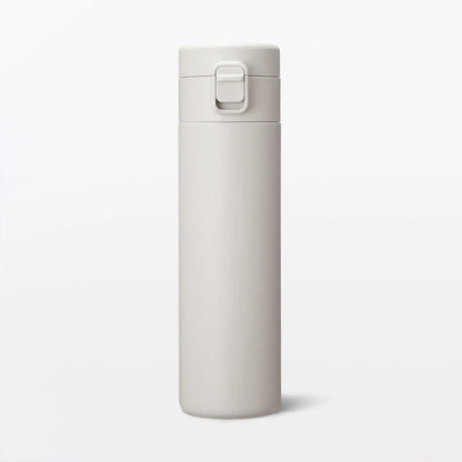 Muji Vacuum Insulated One Touch Thermal Bottle - Grey Beige 500ml - 4548076049111