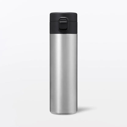 Muji Vacuum Insulated One Touch Thermal Bottle - Silver 500ml - 4548076049098
