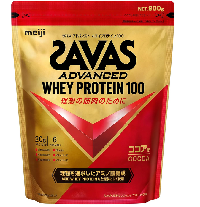 Meiji Savas Whey Protein 100 Suplemento sabor a cacao 1050g