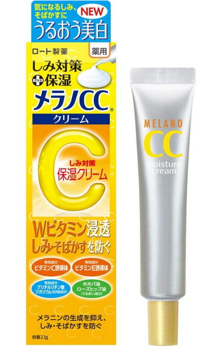 Rohto Melano Cc Moisturizing Cream Spots Freckles Vitamins Jojoba Rose Hip 23g
