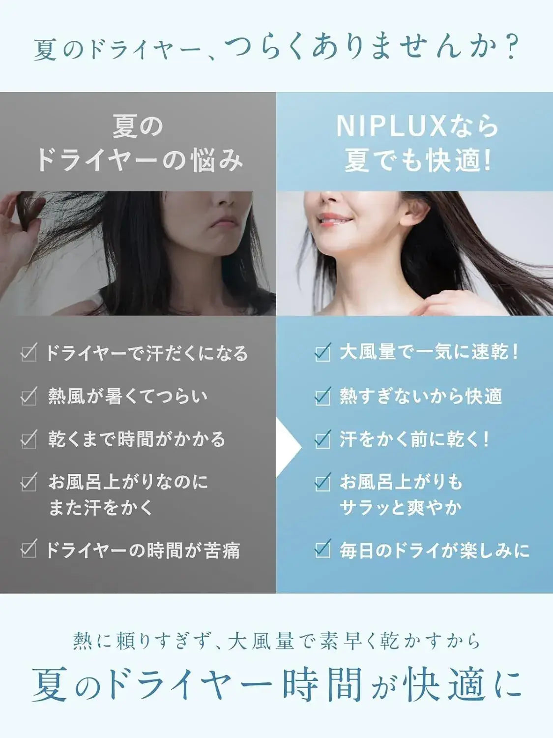 Niplux Hair Dryer Ionic Quick Drying Adjustable Speed Hair Dryer