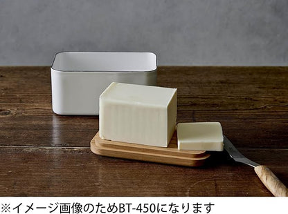 Noda Horo Enamel Butter Dish With Solid Cherry Wood Lid for 200 g Butter
