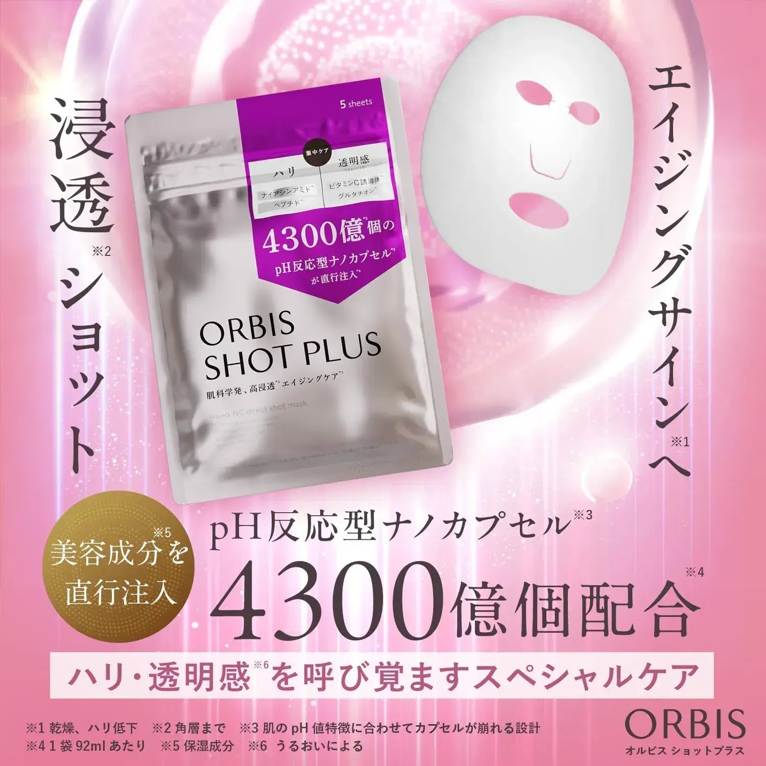 Orbis Shot Plus Nano NC Direct Shot Mask Aging Care Pack of 5
