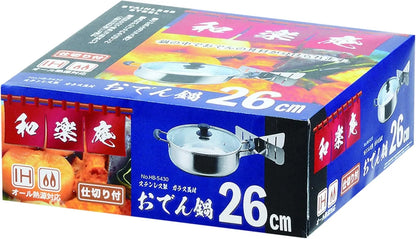Pearl Metal Warakuan Oden Pot with Stainless Steel Glass Lid