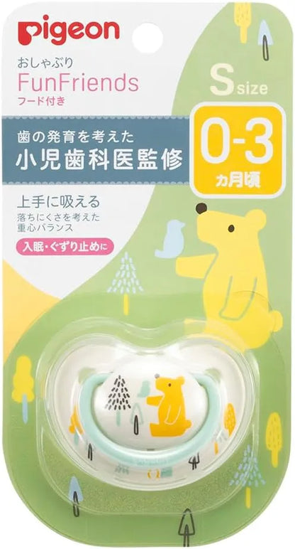 Pigeon Fun Friends Silicone Pacifier Skin Friendly Infant - Small Bear Pattern
 - 4902508134378