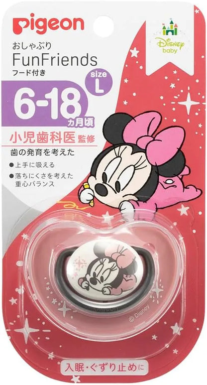 Pigeon Fun Friends Silicone Pacifier Skin Friendly Infant - Large Minnie Print
 - 4902508135689