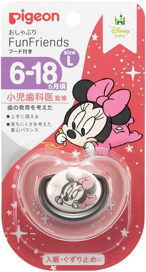 Pigeon Fun Friends Silicone Pacifier Skin Friendly Infant - Large Minnie Print
 - 4902508135689